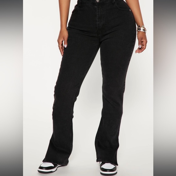 Supernova Side Split Straight Leg Jeans - Black - Picture 1 of 5